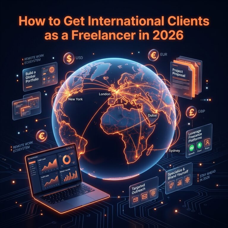 How to get international clients as a freelancer in 2026 guide by Grothify