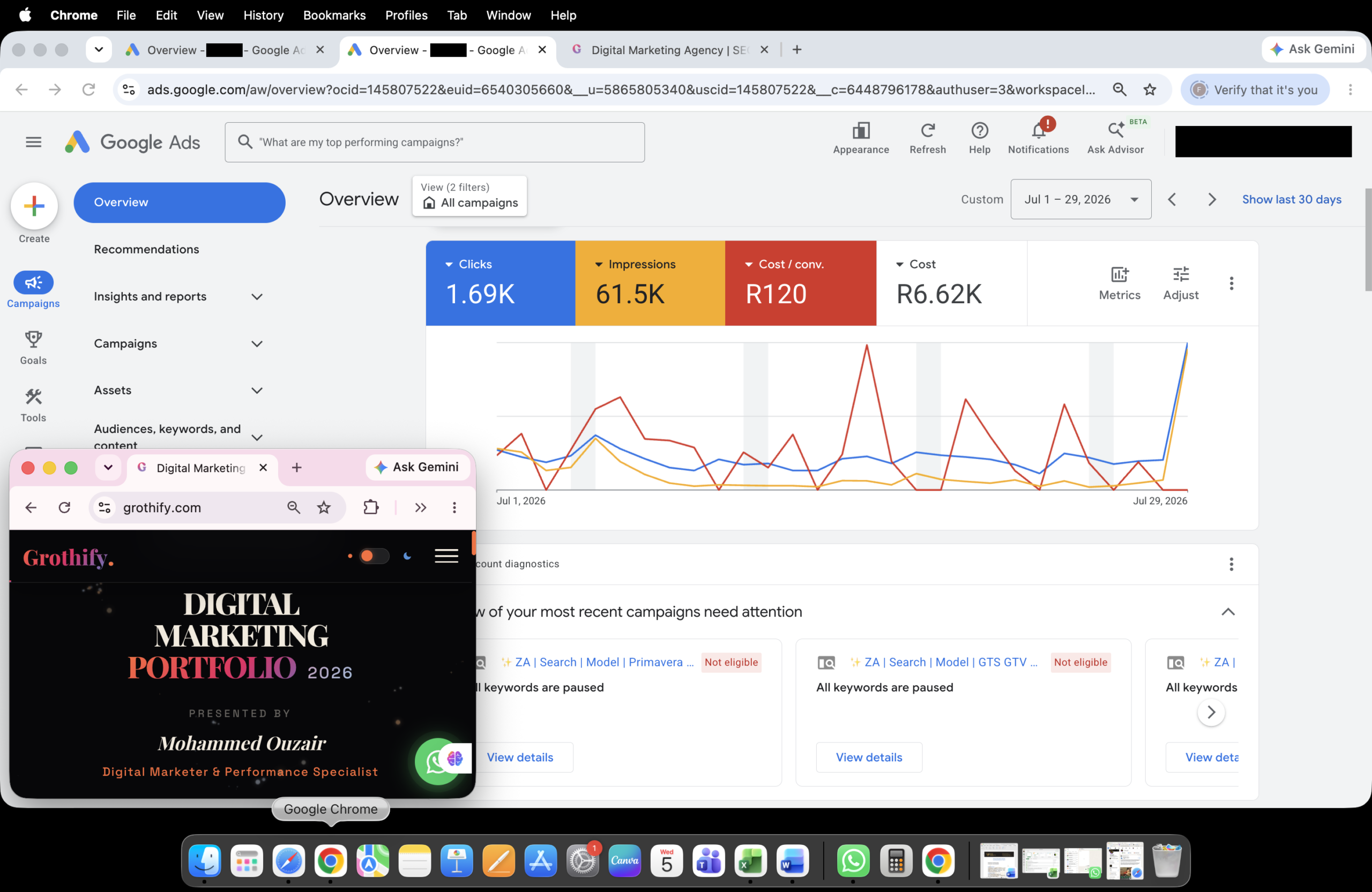 Designed to drive consistent inbound actions, this performance campaign prioritized conversion rate optimization to keep acquisition costs strictly controlled. The strategy successfully delivered 1.69K clicks and 61.5K impressions, yielding a highly cost-effective R120 cost per conversion on a total budget of R6.62K. Keywords: Lead Generation, Conversion Optimization, Targeted PPC, ROI-Driven Marketing, Search Engine Marketing (SEM).