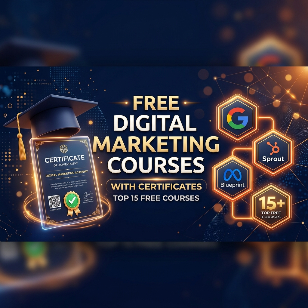 Top 15 free digital marketing courses with certificates 2026 guide by Grothify Academy