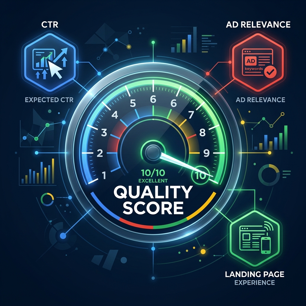 Google Ads Quality Score guide by Grothify — 3 factors to improve score and lower CPC