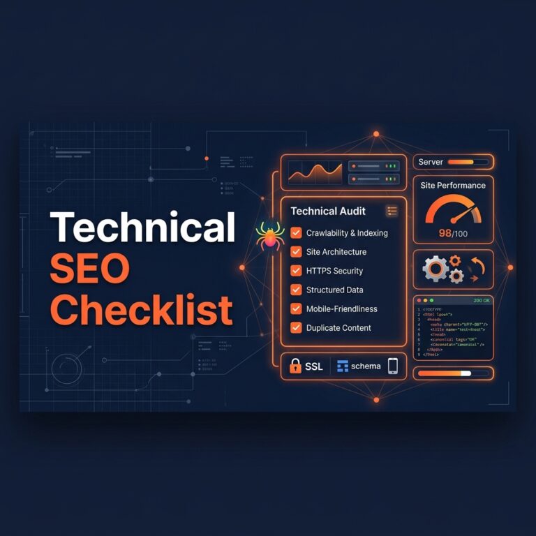 Technical SEO checklist 2026 by Grothify — site speed, crawlability, indexing, and structured data audit