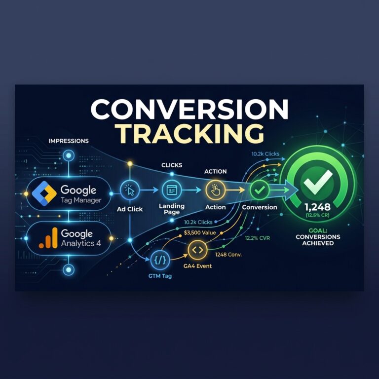 Google Ads conversion tracking setup guide using GA4 and Google Tag Manager by Grothify